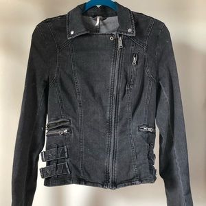 Free People Charcoal Denim Jacket